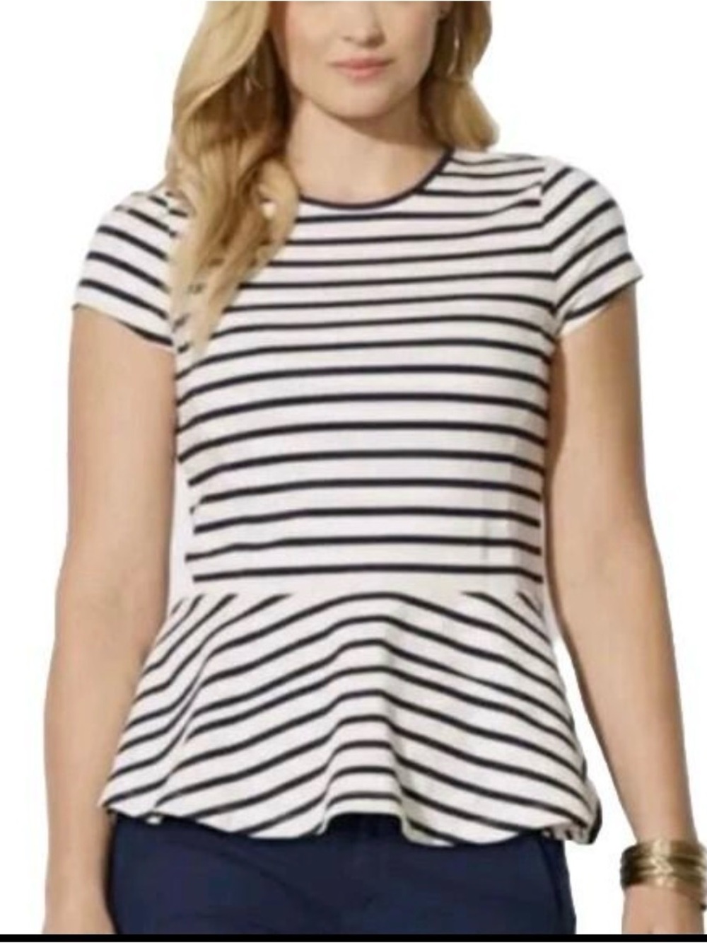 Lauren Ralph Lauren Striped Peplum Top nautical, coastal preppy short sleeve